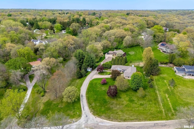 bird's eye view featuring a view of trees