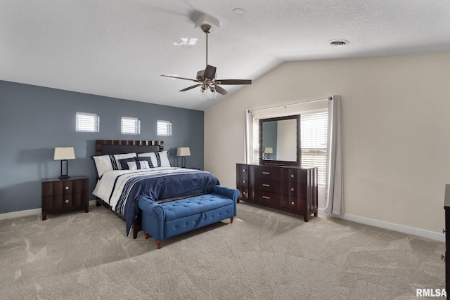 1824 S 5th St, Eldridge, IA 52748 - bedroom with ceiling fan, light carpet, lofted ceiling, and visible vents