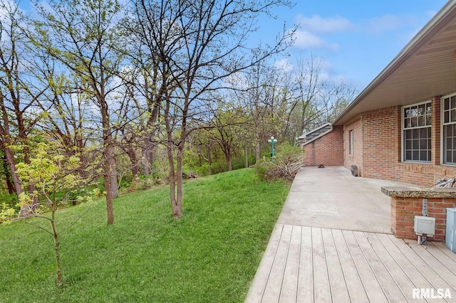 view of yard with a deck