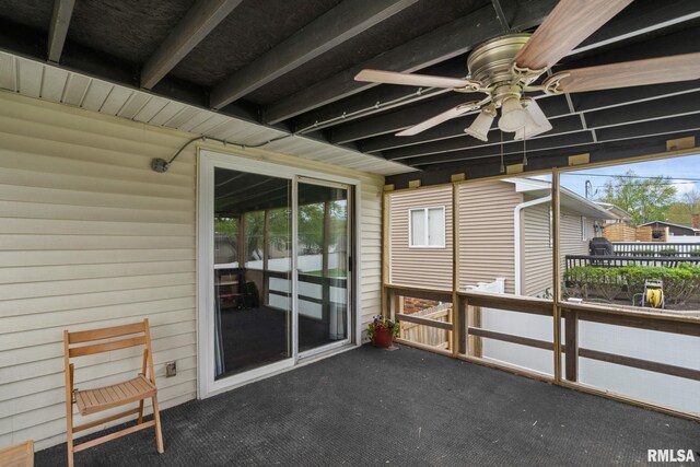 view of patio / terrace with a ceiling fan