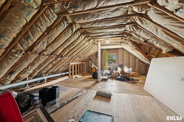 view of unfinished attic