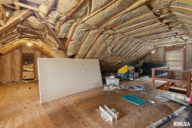 view of unfinished attic