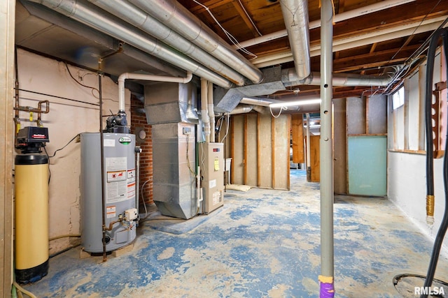 below grade area with heating unit and water heater