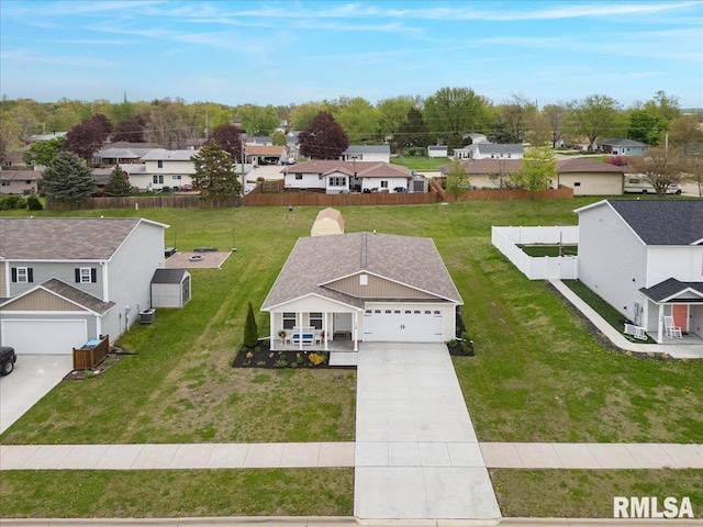 drone / aerial view with a residential view