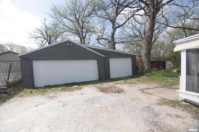 view of detached garage