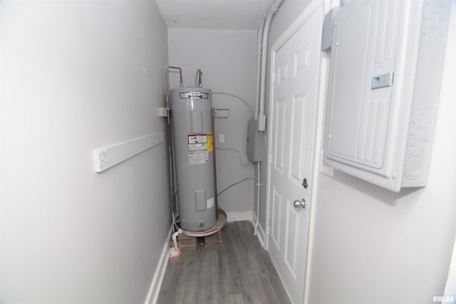 utilities with water heater and electric panel