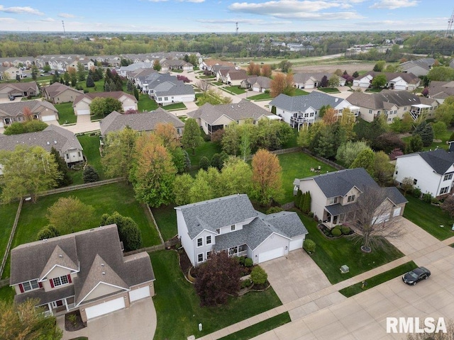 aerial view with a residential view