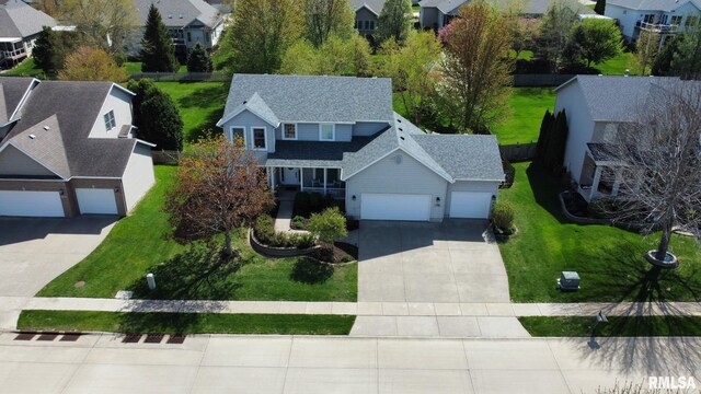 aerial view featuring a residential view