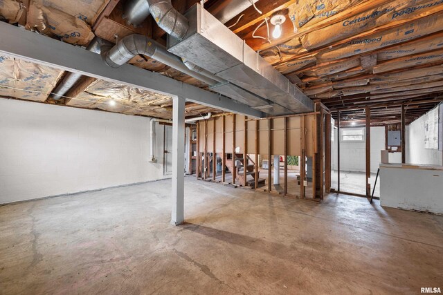 basement with electric panel