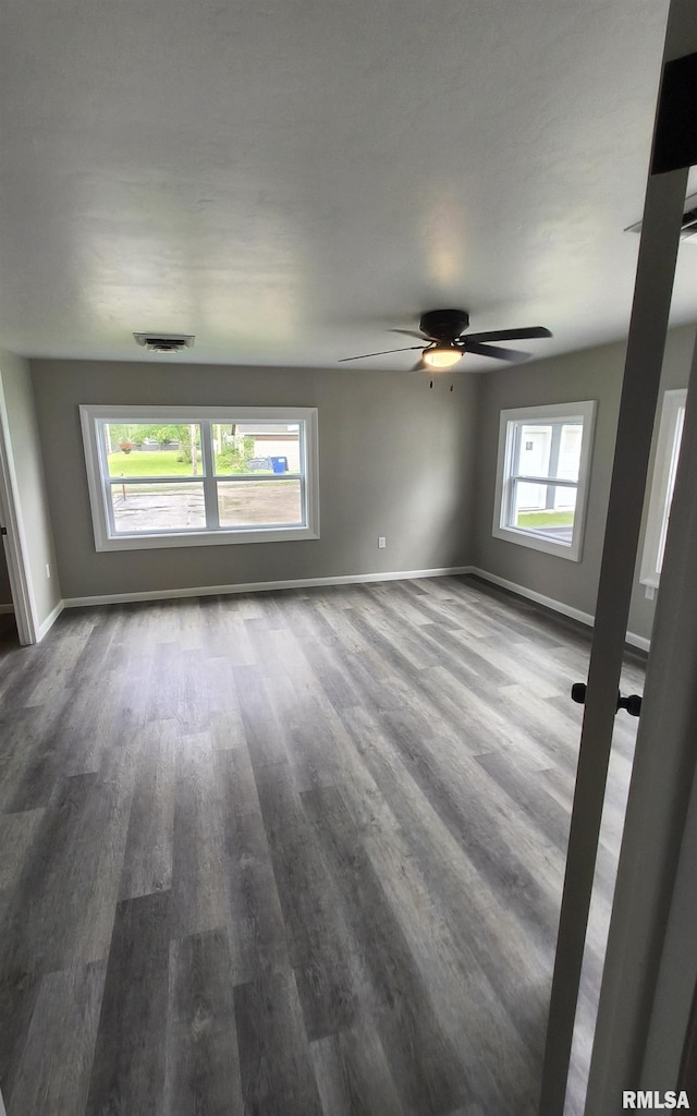 116 Ballantine St, Duquoin, IL 62832 - empty room featuring dark wood-type flooring and a ceiling fan
