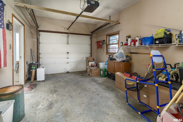 garage with a garage door opener