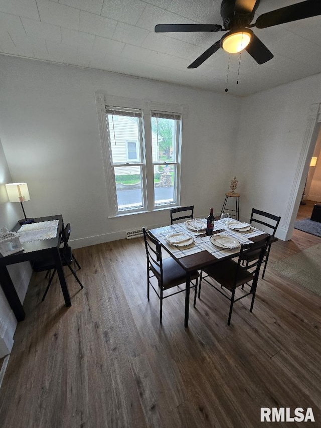 818 16th Ave, Fulton, IL 61252 - dining space with baseboards, a ceiling fan, and wood finished floors