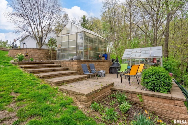 exterior space with an exterior structure and an outdoor structure