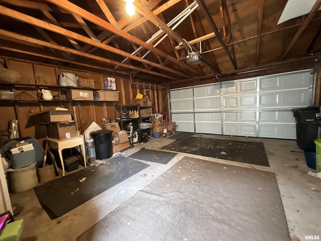 garage with a garage door opener