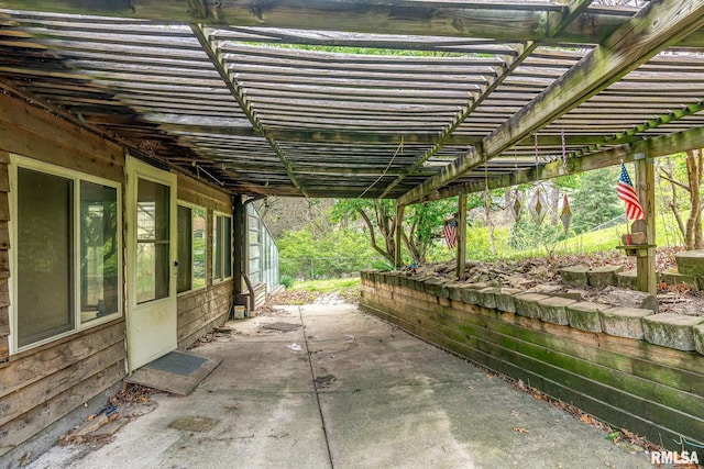 view of patio / terrace featuring a pergola