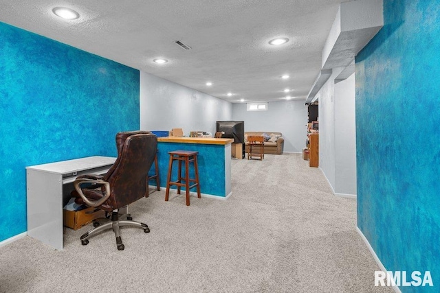 2303 Pinehurst St, Bettendorf, IA 52722 - carpeted office space with a textured ceiling, recessed lighting, and baseboards