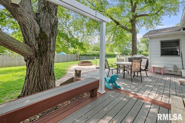 2303 Pinehurst St, Bettendorf, IA 52722 - deck with a fire pit, grilling area, and outdoor dining area
