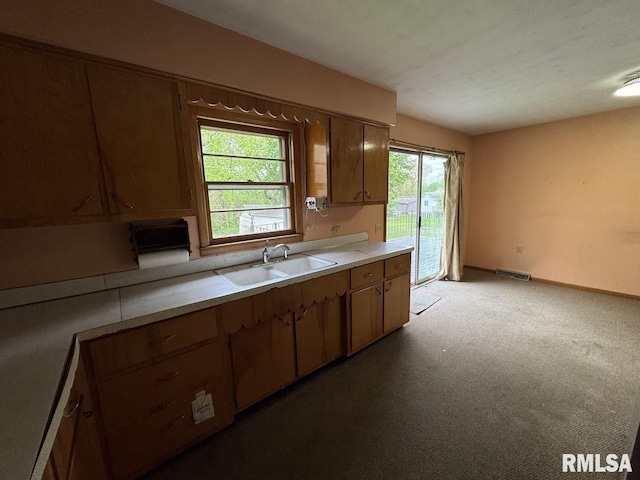 4528 5th St Unit B, East Moline, IL 61244 - kitchen with a sink, healthy amount of natural light, light countertops, and carpet floors