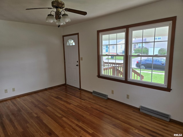 interior space with visible vents, wood finished floors, and a healthy amount of sunlight