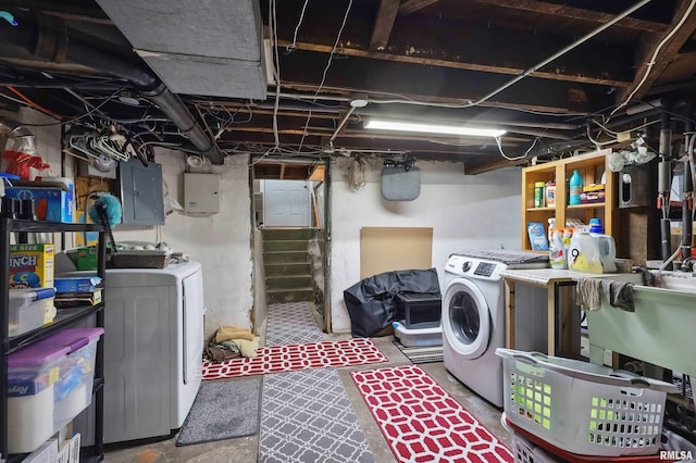 laundry area featuring separate washer and dryer, laundry area, and electric panel