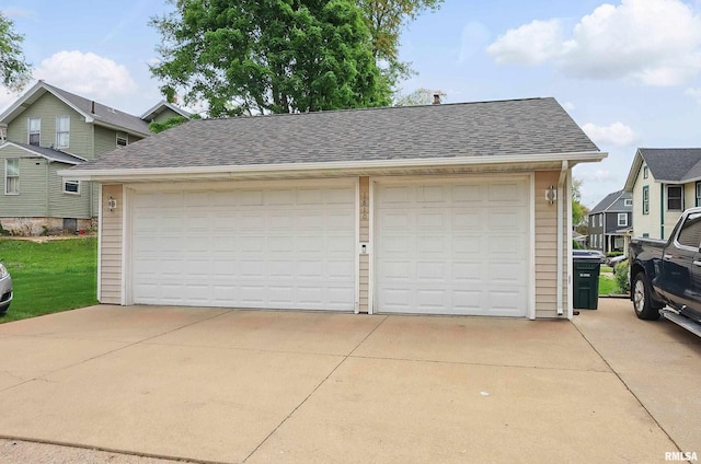 view of detached garage