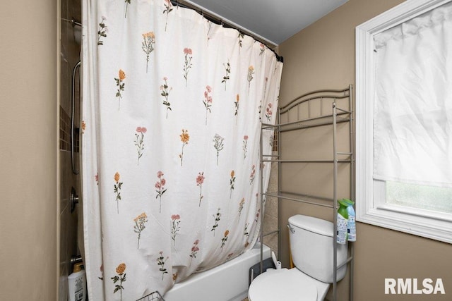 full bath with toilet and shower / tub combo