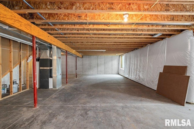basement with heating unit