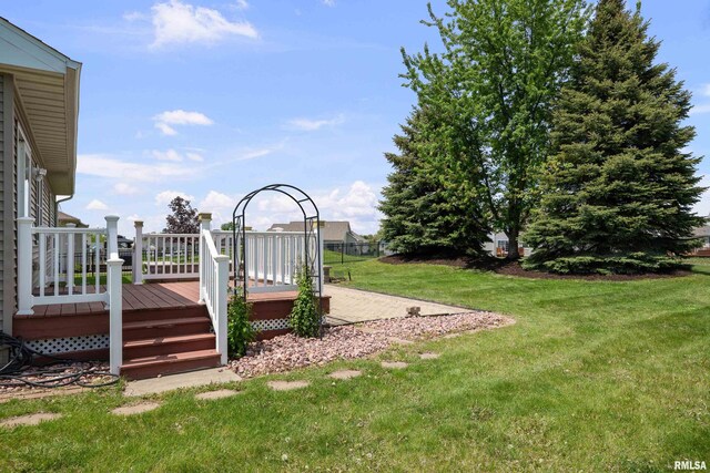 17 Blackstone Way, Le Claire, IA 52753 - view of grassy yard with a deck