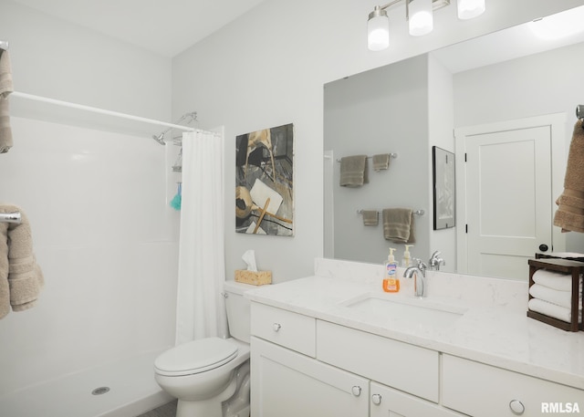6811 Genesis Way, Bettendorf, IA 52722 - bathroom featuring a shower stall, vanity, and toilet