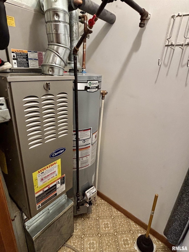 utilities featuring gas water heater