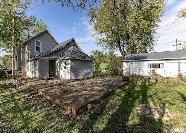 view of yard with a deck