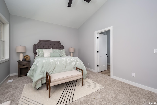 7 Welcome Center Ct, Le Claire, IA 52753 - bedroom featuring carpet floors, vaulted ceiling, and a ceiling fan