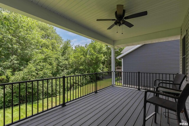 7 Welcome Center Ct, Le Claire, IA 52753 - wooden deck with ceiling fan