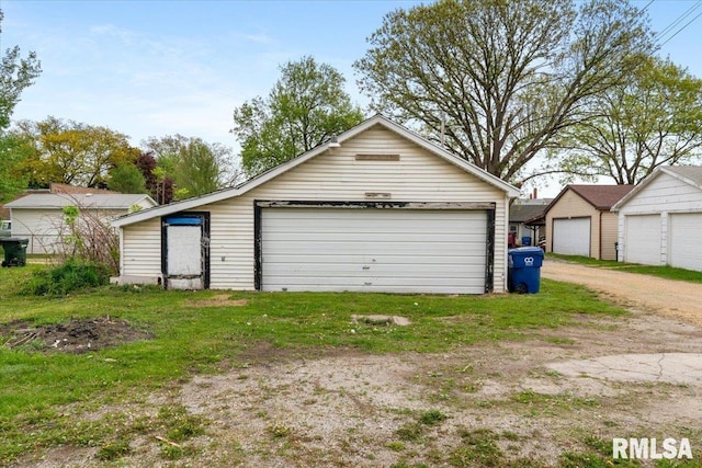 view of detached garage