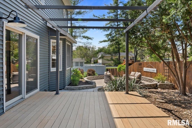 4690 Lindbergh Dr, Bettendorf, IA 52722 - deck with a fenced backyard and a pergola