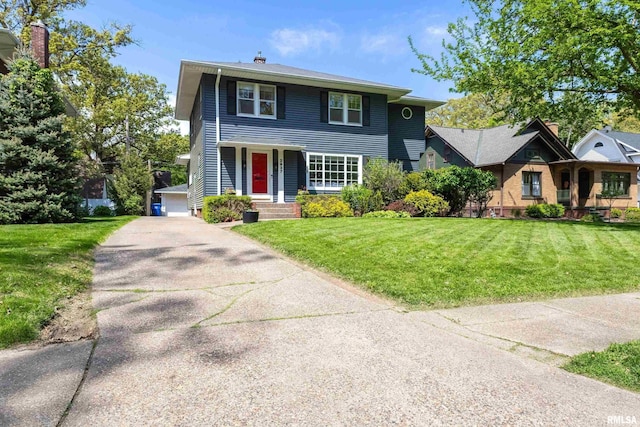 view of front of property with a front lawn and a porch