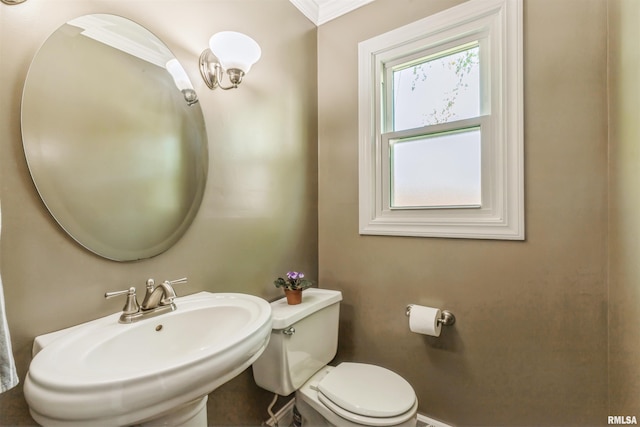 1960 Tam-O-Shanter Dr, Bettendorf, IA 52722 - bathroom with a sink, toilet, and ornamental molding