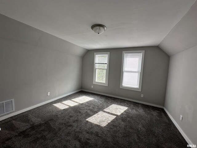 additional living space featuring lofted ceiling, carpet flooring, and baseboards