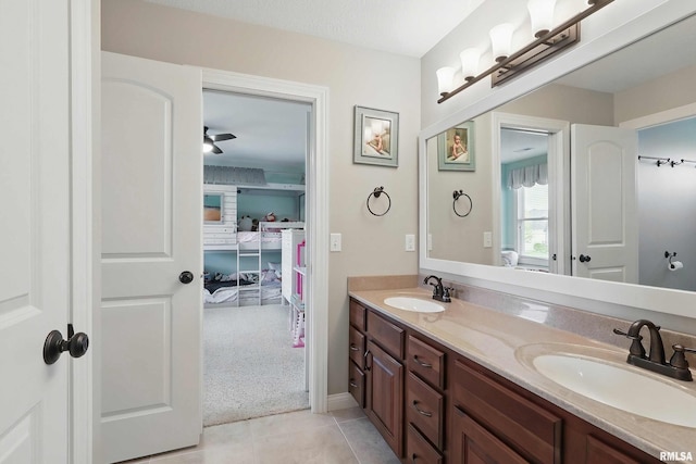 full bathroom featuring double vanity and tile patterned floors