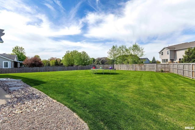 view of yard featuring a trampoline