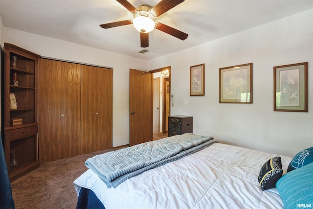 2505 26th Avenue Ct Unit J, Rock Island, IL 61201 - carpeted bedroom with a closet and ceiling fan