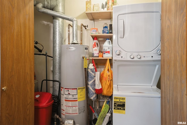 2505 26th Avenue Ct Unit J, Rock Island, IL 61201 - clothes washing area with gas water heater and stacked washer / dryer