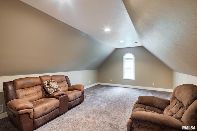 3972 Baptist Camp Rd, Carterville, IL 62918 - carpeted living area featuring baseboards and lofted ceiling