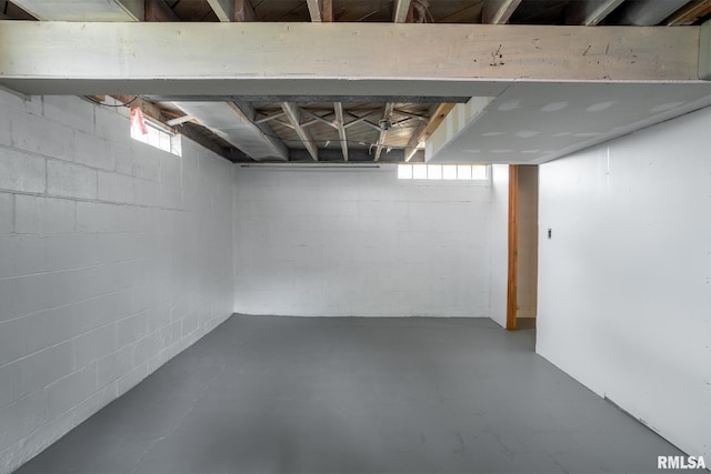 below grade area featuring plenty of natural light
