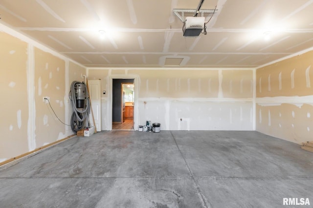 garage with a garage door opener