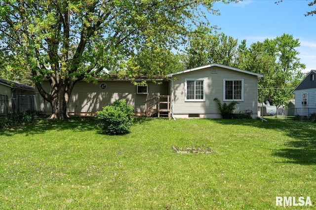 back of house with crawl space