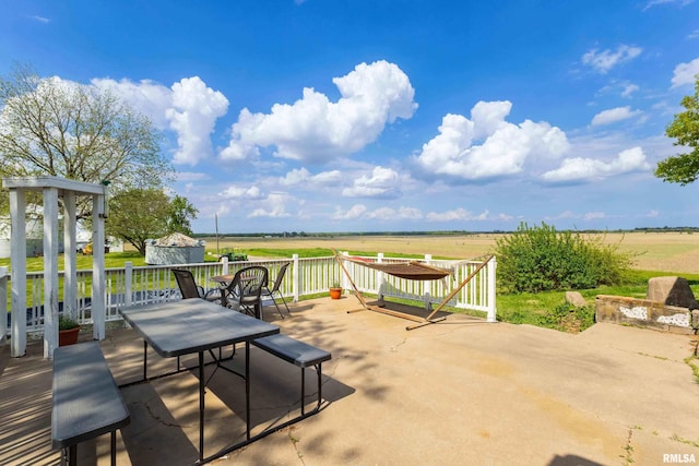 13218 300th St, Donahue, IA 52746 - view of patio featuring a view of countryside and outdoor dining area