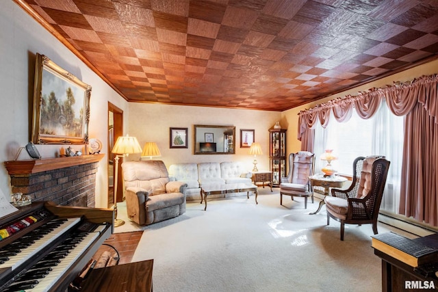 6868 Rte 37, Marion, IL 62959 - sitting room featuring ornamental molding, a baseboard radiator, and carpet