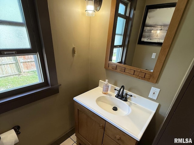 bathroom featuring vanity and tile patterned floors
