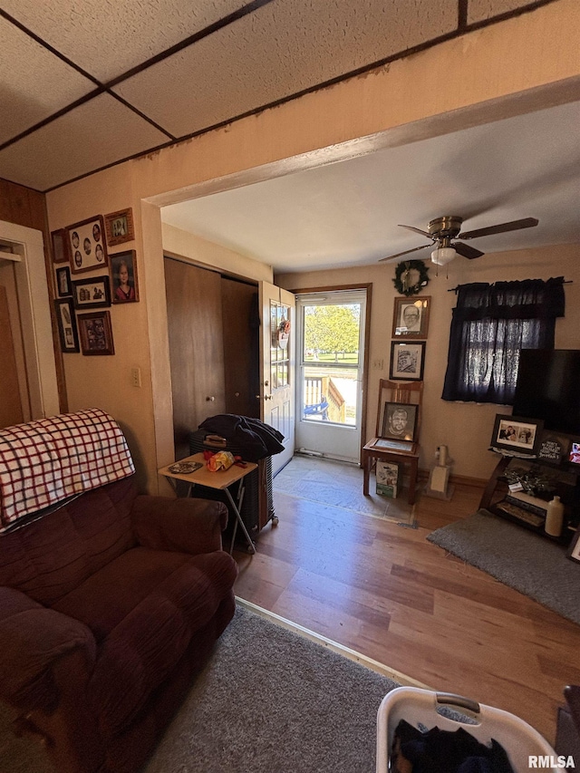 451 S Grove St, Kewanee, IL 61443 - living area with wood finished floors and a ceiling fan